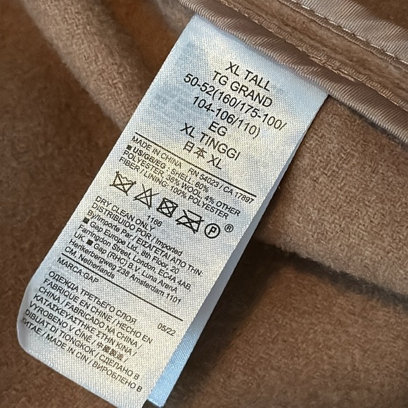 GAP Recycled Wool Blend Jacket Shacket Button Front Womens Size XL Tall in Camel - Picture 11 of 11